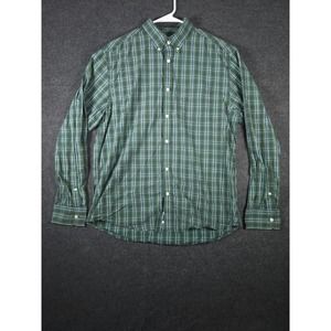Old Navy Shirt Mens Large L Button Up Plaid‎ Regular Fit Long Sleeve Green